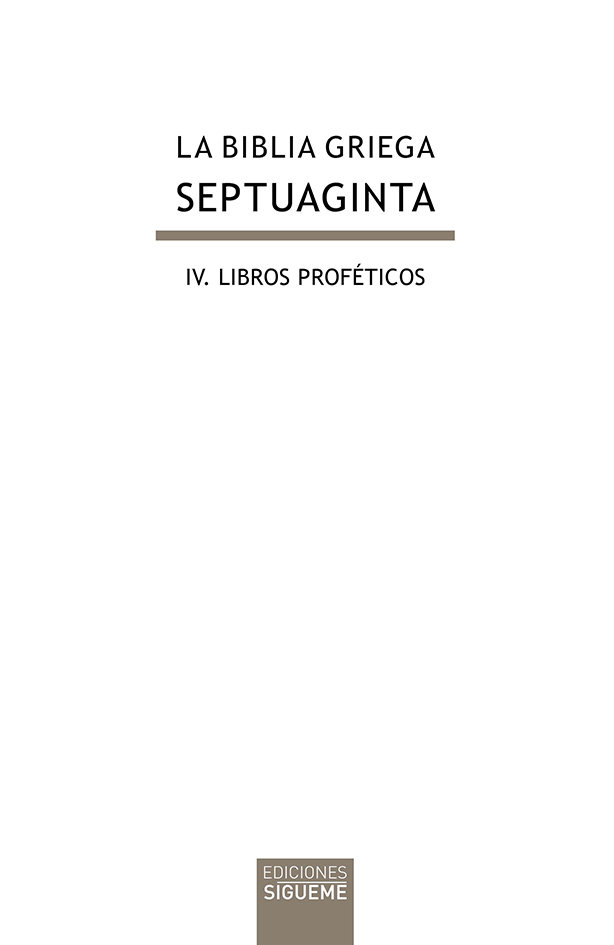 Biblia Griega Iv Libros Profeticos la-Desconocido