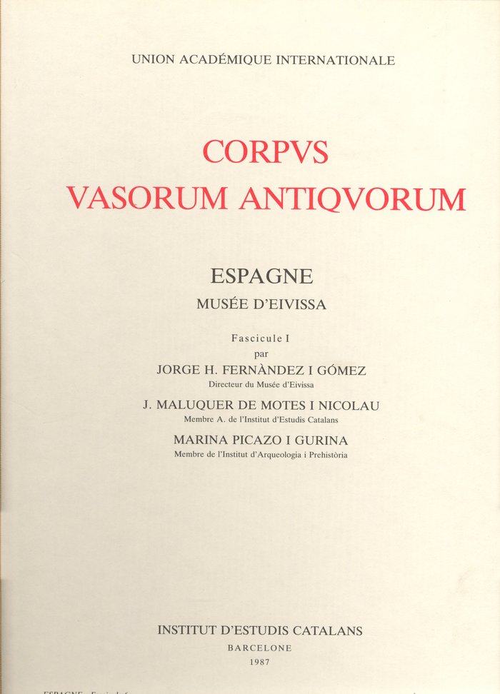 Corpus Vasorum Antiquorum. Espagne. Musee D'eivissa-